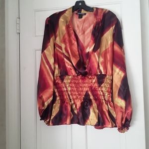 Ashley Stewart Autumn colors criss cross long sleeve blouse aize 16w